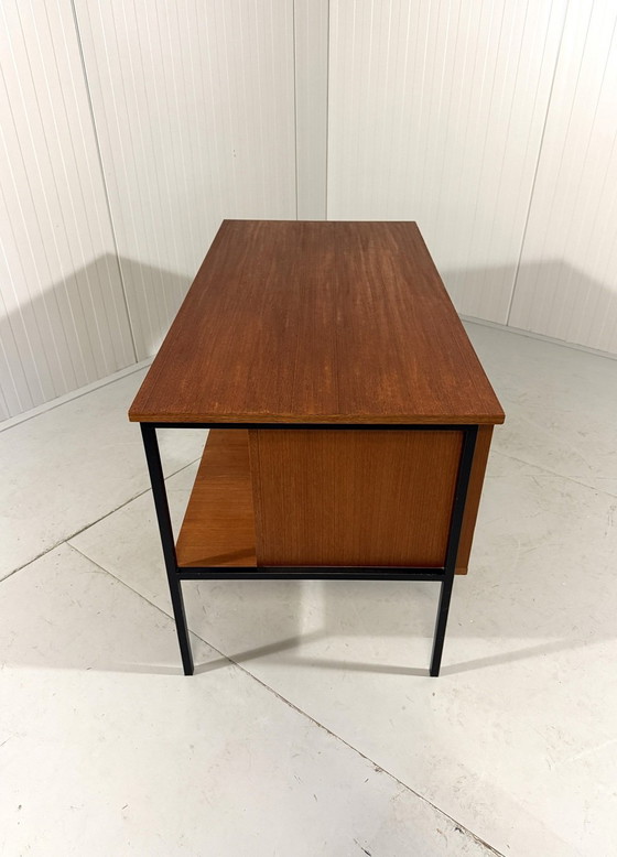 Image 1 of Günter Renkel Schreibtisch aus Teakholz und schwarzem Stahl 1960er Jahre