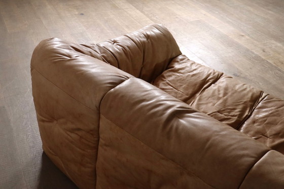 Image 1 of Ligne Roset Sloop Sofa By Michel Ducaroy In Cognac Leather, 1970s