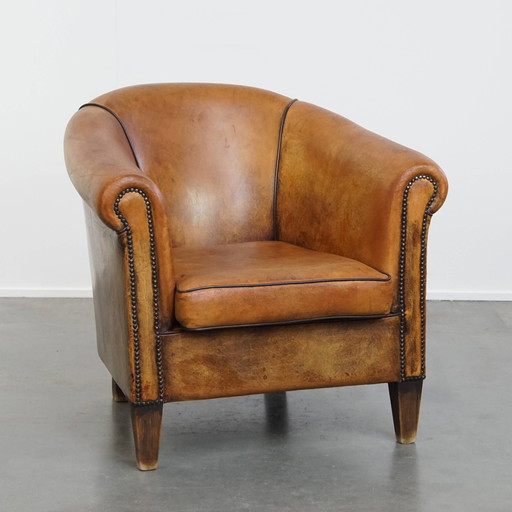 Sheep leather club chair in English style