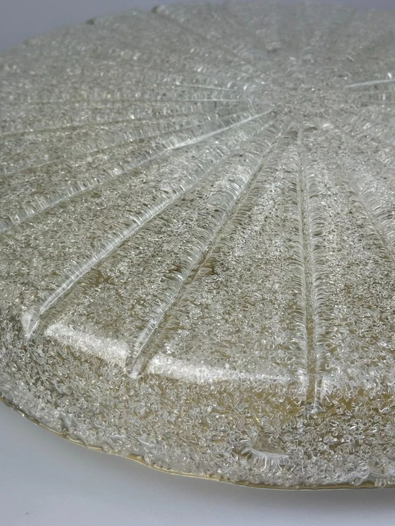 Image 1 of Lámpara de techo de los años 60 y 70, plafón empotrado de cristal de hielo Hillebrand