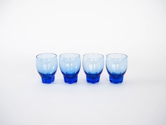 Image 1 of Set of cobalt glasses, Danish design, 1970s, manufactured in Denmark