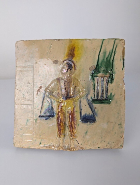 Image 1 of Glazed Ceramic Plate With Cenachero By Hermanos Morillo