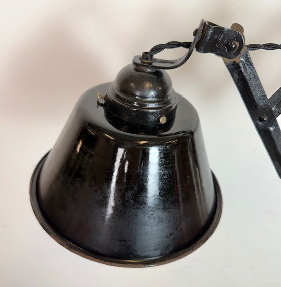 Image 1 of Lampada da parete industriale a forbice in smalto nero, anni '30