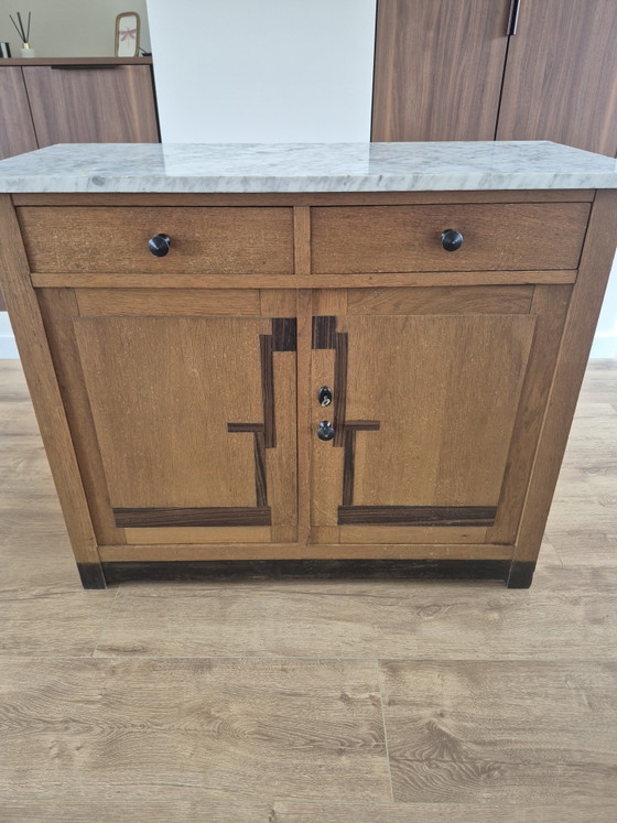 Image 1 of Art Deco cabinet with marble top - 1920s to 1930s