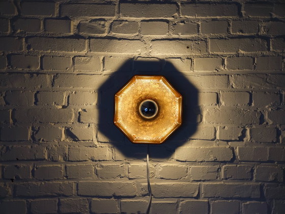 Image 1 of Keramieken aardewerken bruine vintage wandlamp, west germany fat lava stijl, keramische retro wandlamp, space age lamp