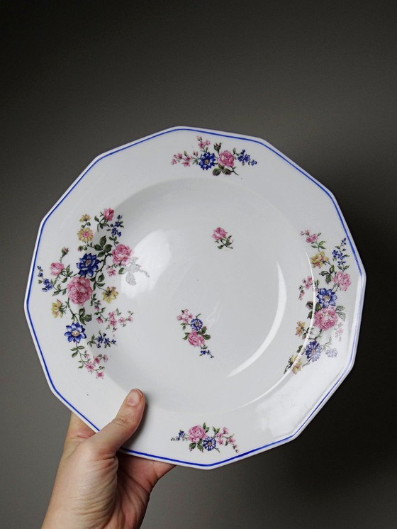 Image 1 of 4 piatti fondi in porcellana di Limoges Bernardaud con decoro floreale degli anni '20-'50