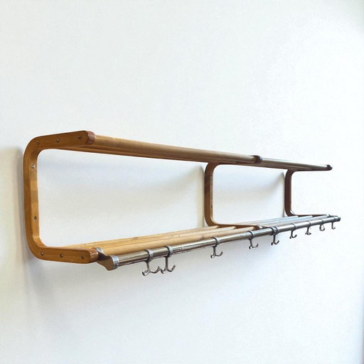 Wide vintage Swedish coat rack
