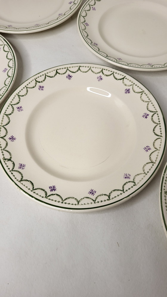 Image 1 of 6 Longwy Earthenware Dinner Plates Model Violetta