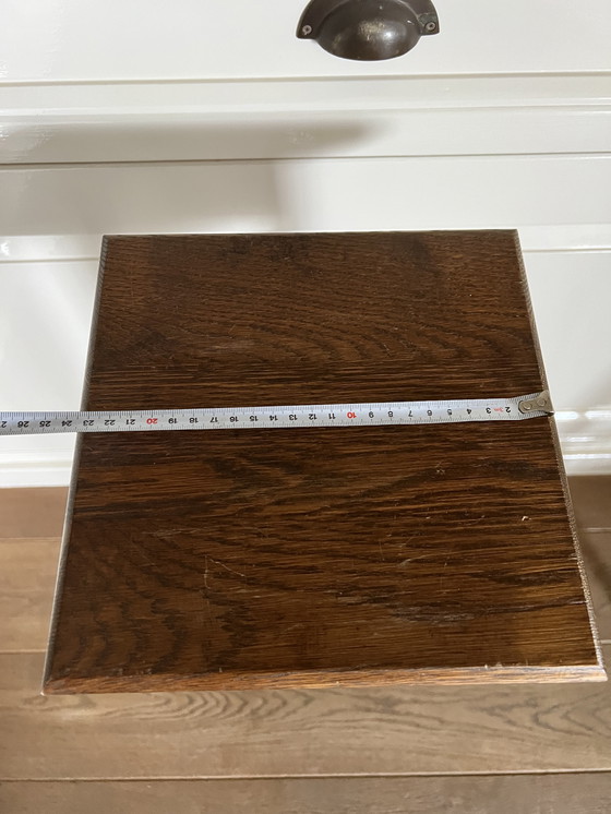 Image 1 of Plant table/pedestal set dark antique oak