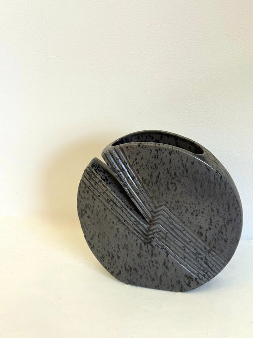 Dark gray ceramic vase by Nereo Boaretto