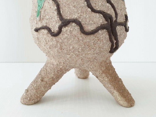 Vintage-Keramikvase mit Dreibeinfuß aus den 1950er Jahren von Gabriel Fourmaintraux, Rockabilly der 50er Jahre