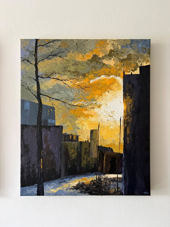Paysage Urbain Abstrait Original 50x60 Cm | Second Dawn – Peintures et dessins, Canvas (photo 8 of 8)