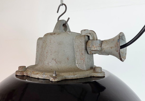 Image 1 of Lampada a sospensione industriale a gabbia in ghisa e smalto nero, anni '60