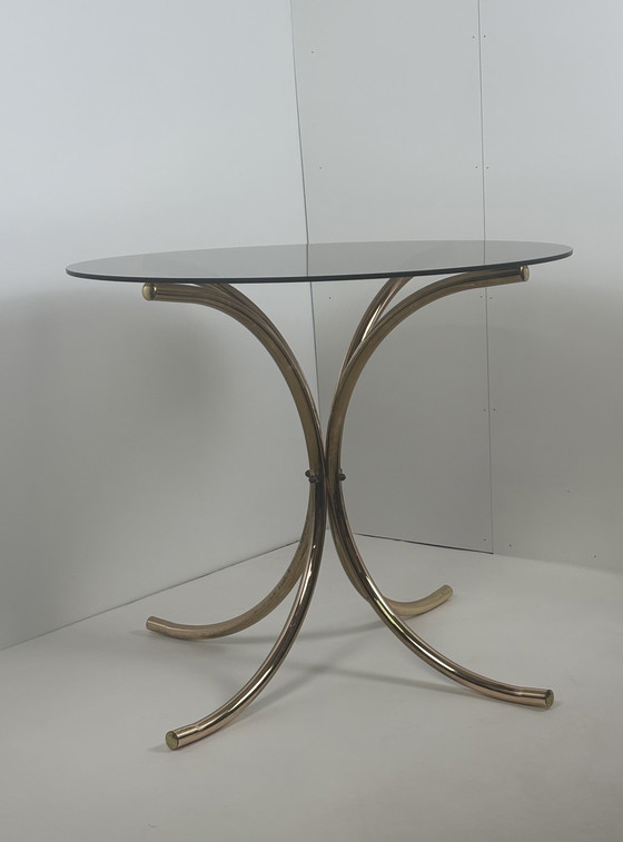 Image 1 of Gastone Rinaldi design vintage dining table round brass/glass