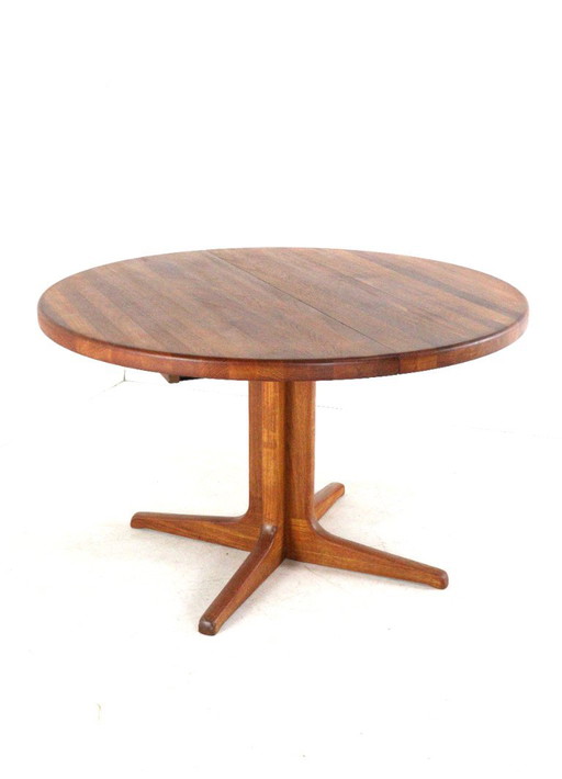 Round Danish 2x extendable solid teak dining table midcentury – eettafels, Wood