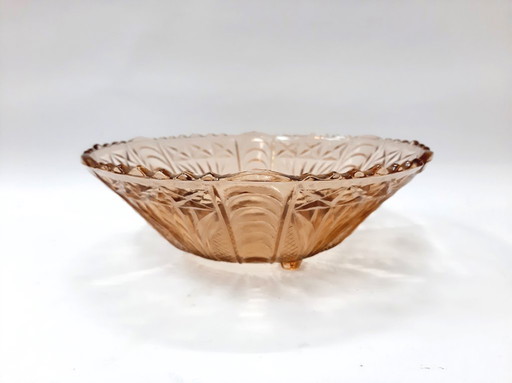 Vintage Pastel Tea Glass Oval Fruit Bowl, Footed
