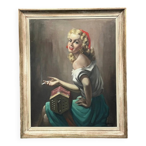 Portret van een meisje. Olieverf op doek. – schilderijen tekeningen, Canvas