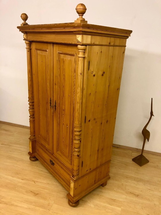 Image 1 of Softwood wardrobe, farmhouse wardrobe, antique wardrobe, Gründerzeit wardrobe, country-style wardrobe, hall wardrobe circa 1890