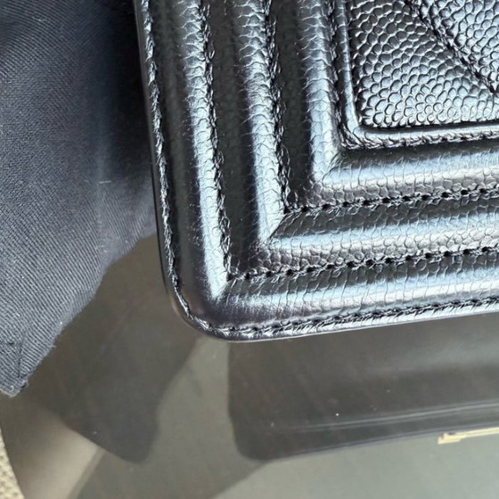 Image 1 of Chanel Boy Small - Caviar 20CM Chevron Black Gold Hardware Series 24