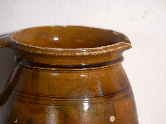 Antique folk glazed pottery jug – Central Europe, circa 1930 – Crockery, Rustic (photo 35 of 40)