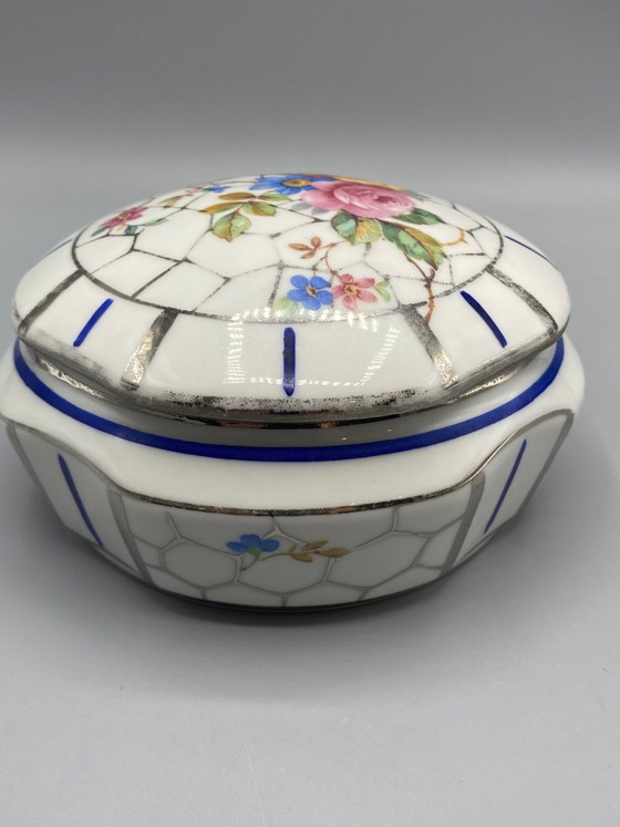 Art Deco Limoges porseleinen bonbonnière – MF Limoges Frankrijk – Decoratieve objecten, Porcelain (photo 7 of 10)