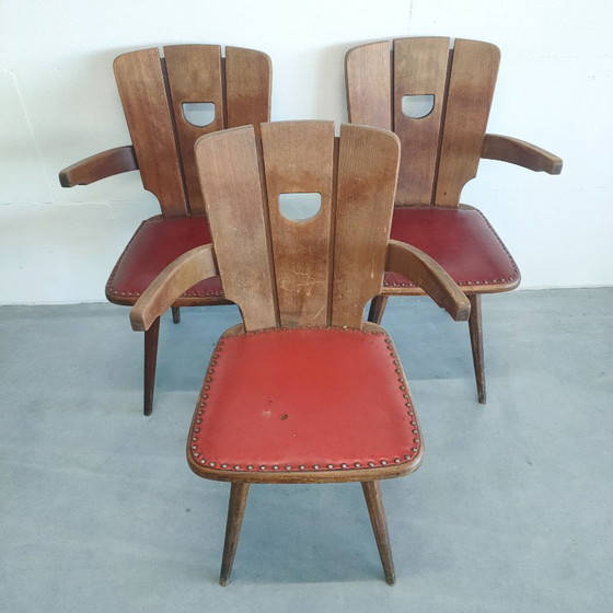 Image 1 of Küchenstühle mit Armlehnen im Stil des Brutalismus der 50er/60er Jahre (3. gratis)