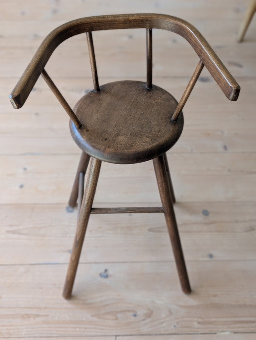 Chaise haute vintage style Kibofa, années 1960, en bois – krukjes, Wood