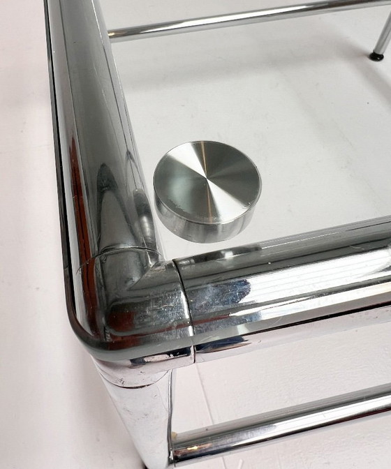 Image 1 of Mesa de centro cuadrada de cristal de 71 x 71 cm, década de 1990.
