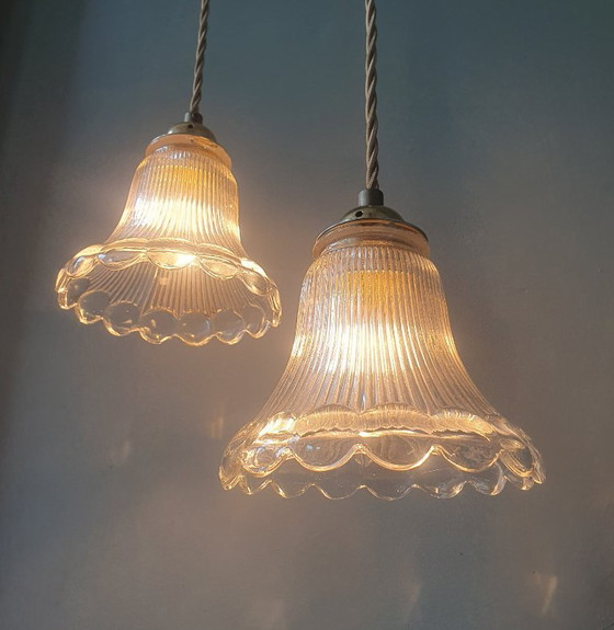 Set of 2 Holophane pendant lamps, Art Deco – Metal (photo 7 of 23)