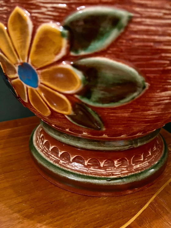 Huge 70s BAY Floor Vase / Umbrella Stand with Beautiful Floral Decor. Model Number 98 - 50. – Ceramic (photo 5 of 6)