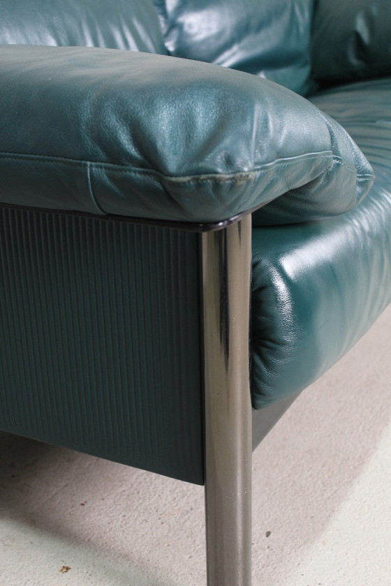 Image 1 of Divano vintage in pelle blu di design italiano