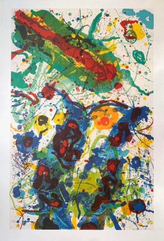 Image 1 of Sam Francis: "1989 L 282/SF 341". Auf der Platte signiert. Größe: 138 X 93 cm. Zustand: ausgezeichnet.