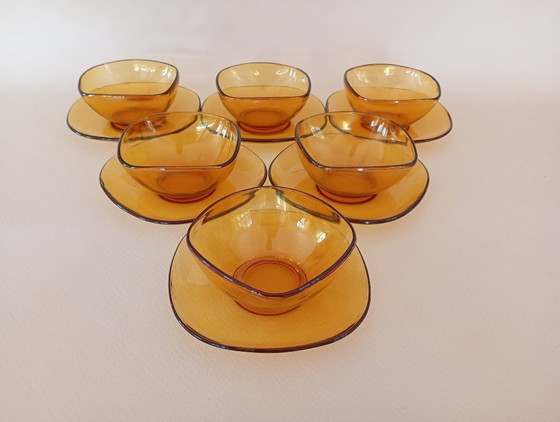 Image 1 of Coppe da dessert in ambra Vereco (Francia)
