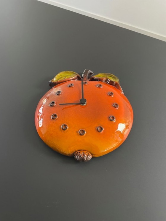 Image 1 of Retro keramische wandklok appel jaren 70