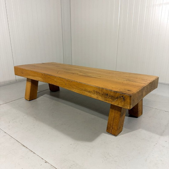 Image 1 of Brutalist robust hardwood coffee table 1960s