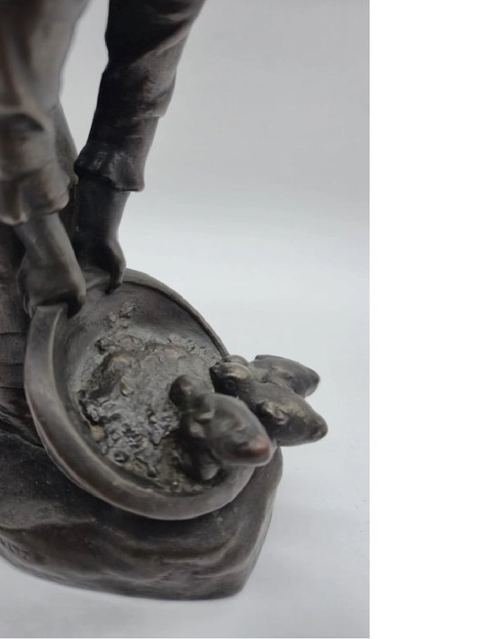 Image 1 of Albert Schultz “La ragazza delle oche” Scultura galvanica (finitura in bronzo) – Strasburgo intorno al 1900