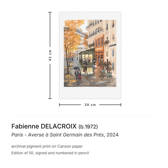 Image 1 of Fabienne DELACROIX Paris - Aguacero en Saint Germain des Prés Pigme de archivo firmado