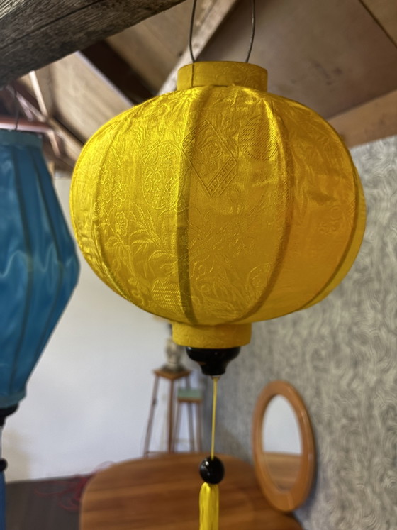 Lampions – Hanglampen, Wood, Textile (photo 4 of 5)