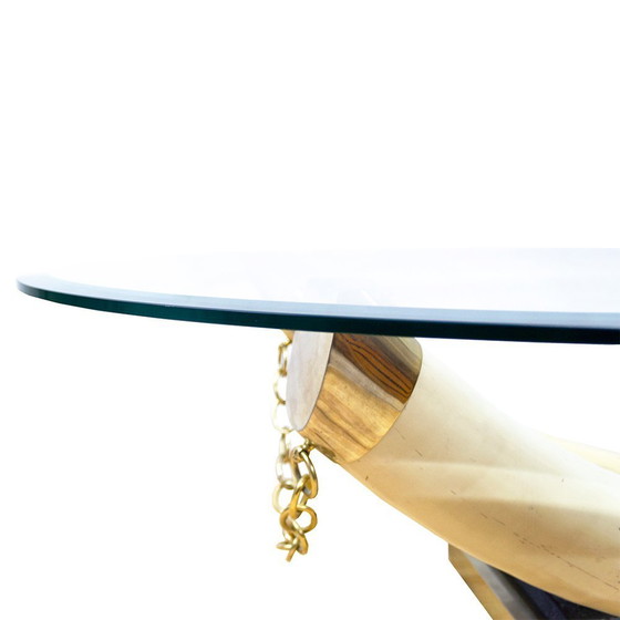 Image 1 of Mesa de centro francesa de mediados de siglo con colmillos de imitación de marfil, década de 1970