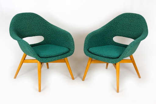 Armchairs by Miroslav Navratil for Tatra Nábytok, 1960s, Set of 2 – fauteuils, Textile, Wood