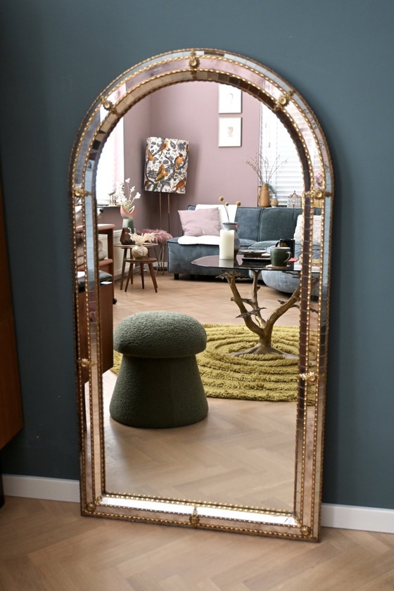 Image 1 of Grote Venetiaanse mozaïekspiegel bijpassend spiegelplateau