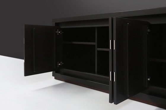 Image 1 of Brutalist Mid-century Belgian Black Oak Sideboard, Belgium 1970s