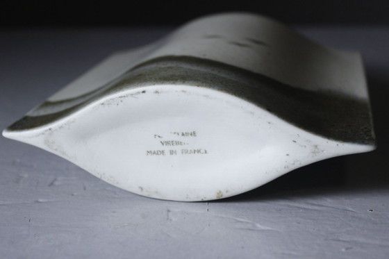 Porcelaine de Virebent Yves Mohy - Vase Méplat aux Oiseaux France 1970s (photo 6 of 7)