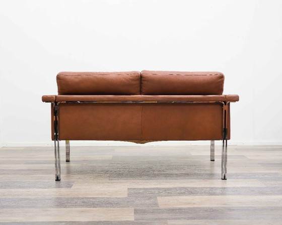 Image 1 of Divano in pelle a due posti, anni '70, produttore Sitag, pelle marrone cognac.