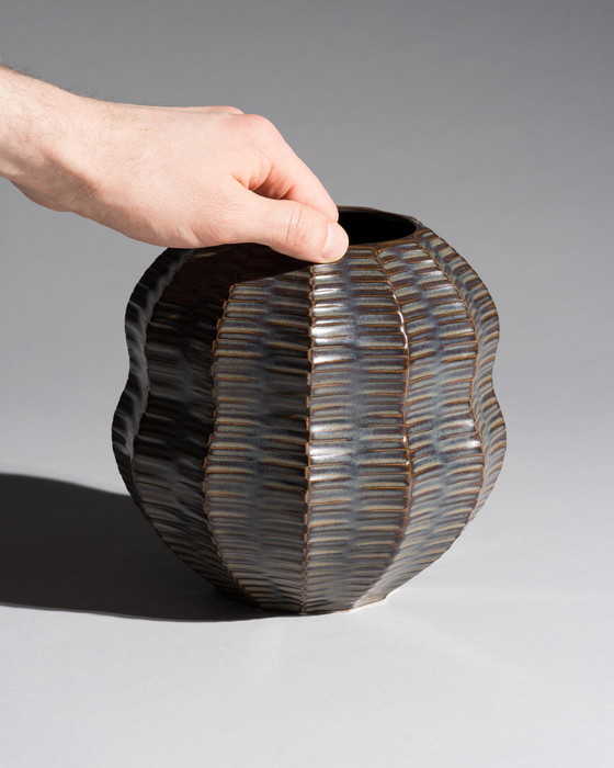 Image 1 of Heinrich FUCHS Op Art Retro LUISENBURG Vase calebasse en porcelaine 