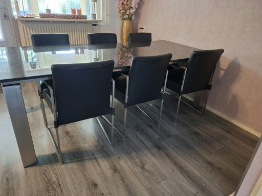 Beautiful Dining Table With Granite Top And 6 Chairs – eettafels, Metal, Stone