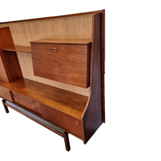 Image 1 of Vintage teak houten wandkast met bar, jaren 60