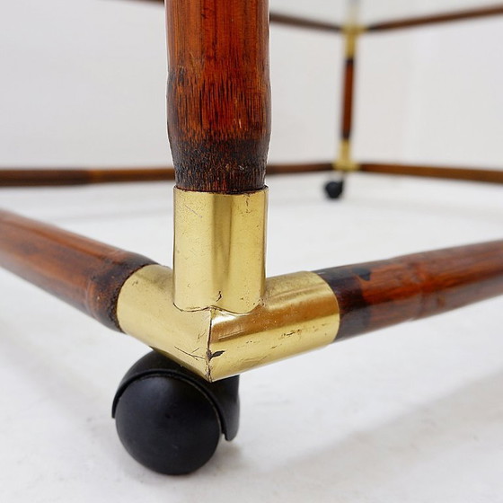 Image 1 of Coffee table in bamboo and brass, glass top, 1960s