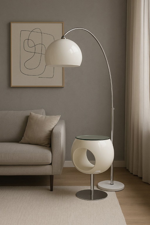 Kare Design arc lamp with marble base and white shade - Infinity Resale Antwerp