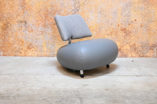 Leolux Pallone design fauteuil in grijs leer + stof